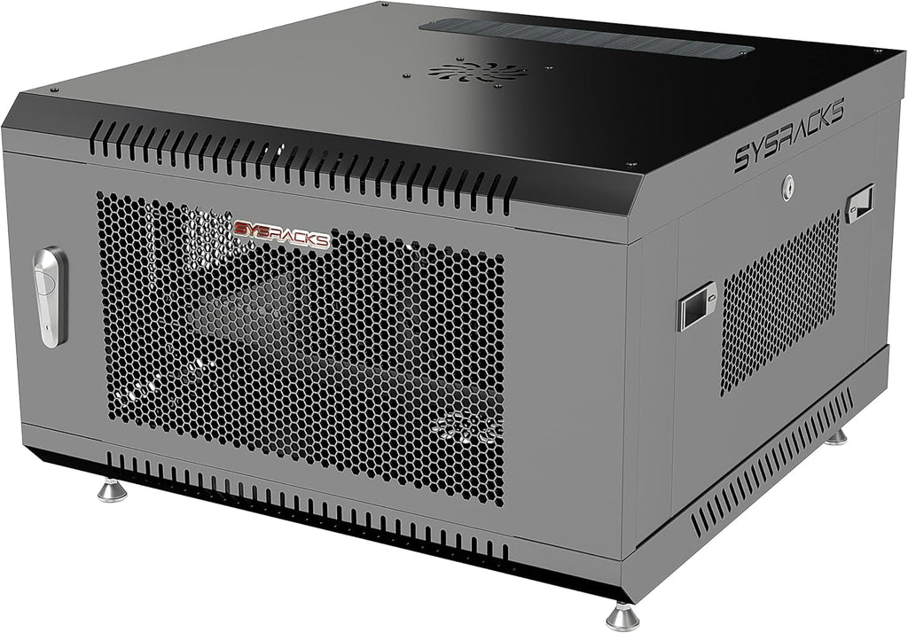6U Wall Mount Server Rack Cabinet, 19' Enclosed Network & IT Rack, 24' Deep, Locking Mesh Door
