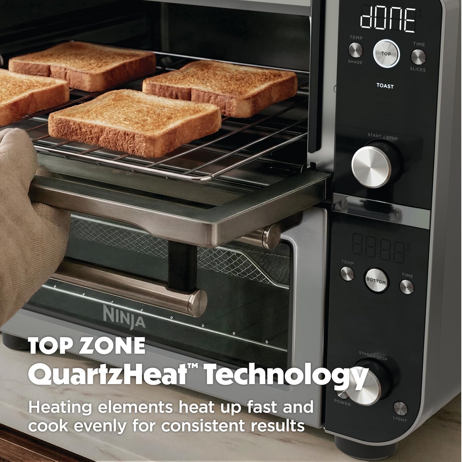 Ninja Double Oven Pro Smart XL Countertop Oven & Air Fryer | 30.2 Qt Capacity | 12-in-1 with Smart Finish & DualZone Tech to Cook 2 Meals at Once | Fits up to 4.5lb Chicken | Stainless Steel | DCT801