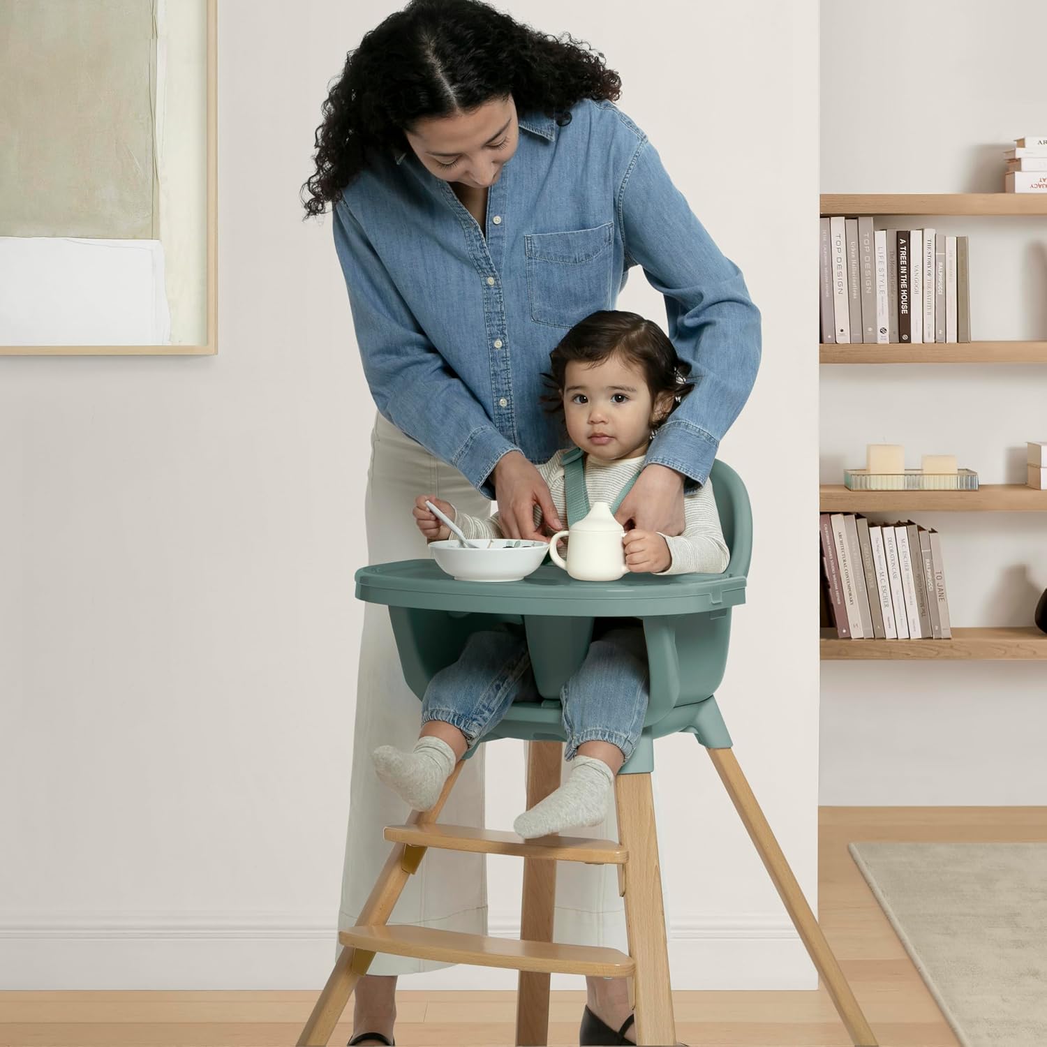 Delta Children - babyGap Otto 3-in-1 High Chair - High Chair Converts to Toddler Dinning Chair and Booster Seat - Dishwasher Safe Meal Tray - FSC-Certified Wood, Sage Green