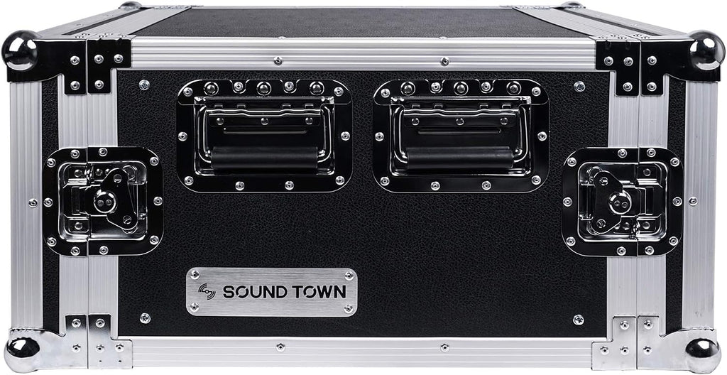 Sound Town 6U PA/DJ Rack/Road Case, 6-Space, with 21' Depth, Plywood, Metal Ball Corners - Pro Tour Grade (STRC-6U)