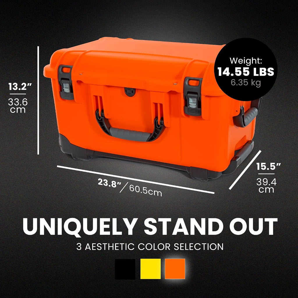 NANUK 938 Pro Photo Kit – Waterproof Travel Camera Hard Case with Padded Dividers and Wheels, 23.8' x 15.5' x 13.2', Dustproof and Impact-Resistant, Ideal for Heavy Loads – Orange