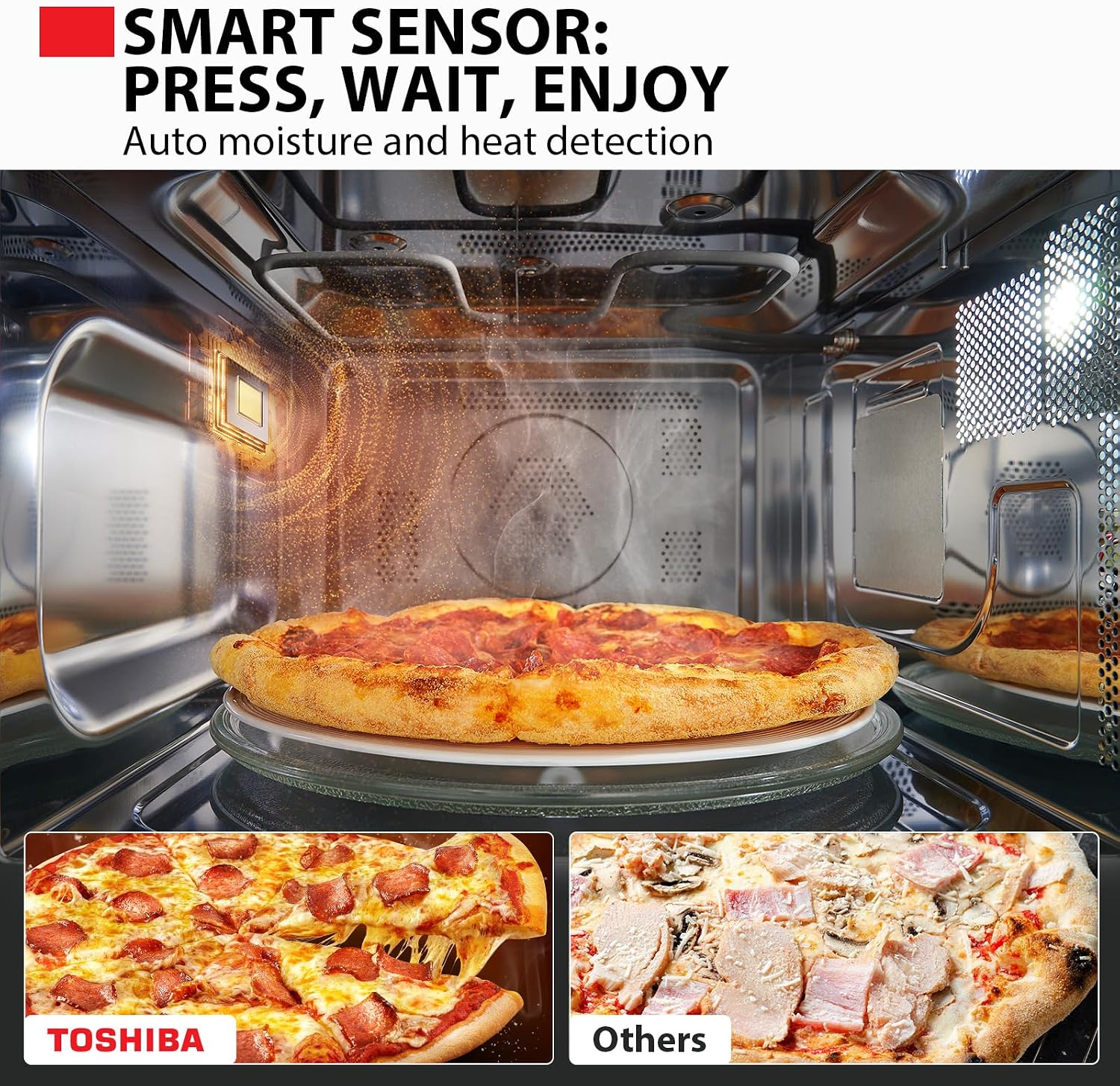 Toshiba Air Fryer Combo 4-in-1 Countertop Microwave Oven, Smart Sensor, Convection, Mute Function, Position Memory 13.6' Turntable, 1.5 Cu Ft, 1000W, Silver, ML-EC42P(SS)
