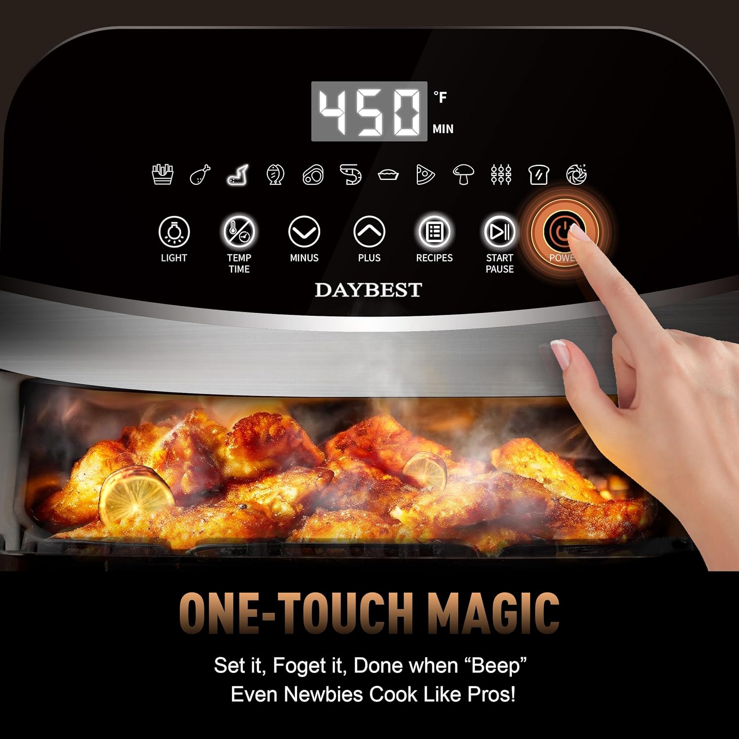 Stainless Steel Air Fryer Ceramic 12 in 1, Dual-Blazes in Steel Housing, 6QT 2-3 Servings Visible 8.27' Basket with Teflon-Free Premium Coating, 1700W, DAYBEST Dishwasher Safe Kits (Stainless Steel)