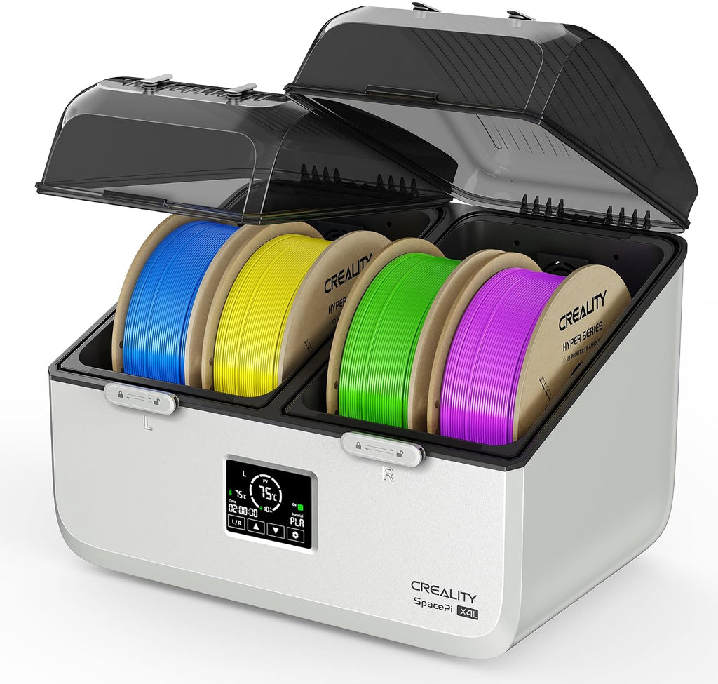 Creality Space Pi X4L Filament Dryer, 4 Spools 3D Printer Filament Dehydrator with Dual Independent Heating Chambers, 75°C High Temp & Smart Drying Box, Moisture-Proof Storage for PLA,PETG,TPU,ABS,etc