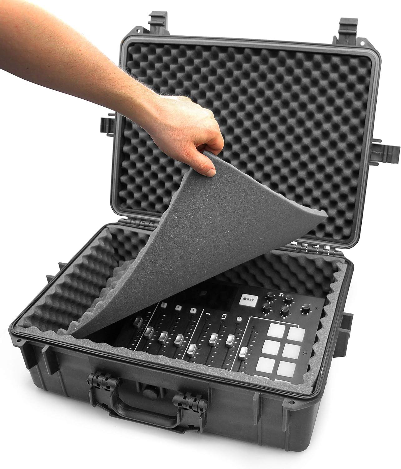 CASEMATIX Waterproof Audio Mixer Case Compatible with Behringer Xenyx X1222USB X1622USB X1204USB Channel Interface Fits 17.0' x 12.1' x 5.0' Mixing Board and Accessories