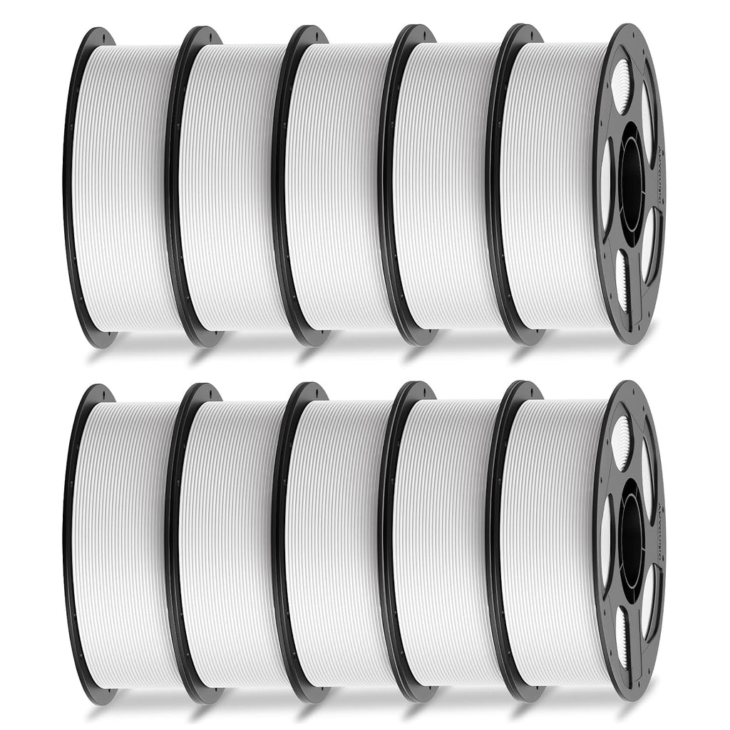 ANYCUBIC PLA Filament 1.75mm Bundle, 3D Printer Filament 1.75mm Dimensional Accuracy +/- 0.02mm, 1KG Reusable Spool (2.2 lbs), 10KG White