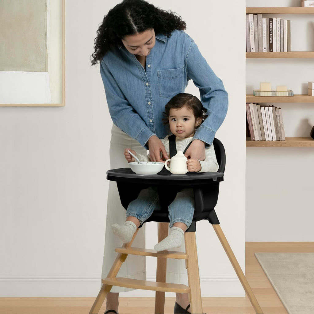 Delta Children - babyGap Otto 3-in-1 High Chair - High Chair Converts to Toddler Dinning Chair and Booster Seat - Dishwasher Safe Meal Tray - FSC-Certified Wood, Black