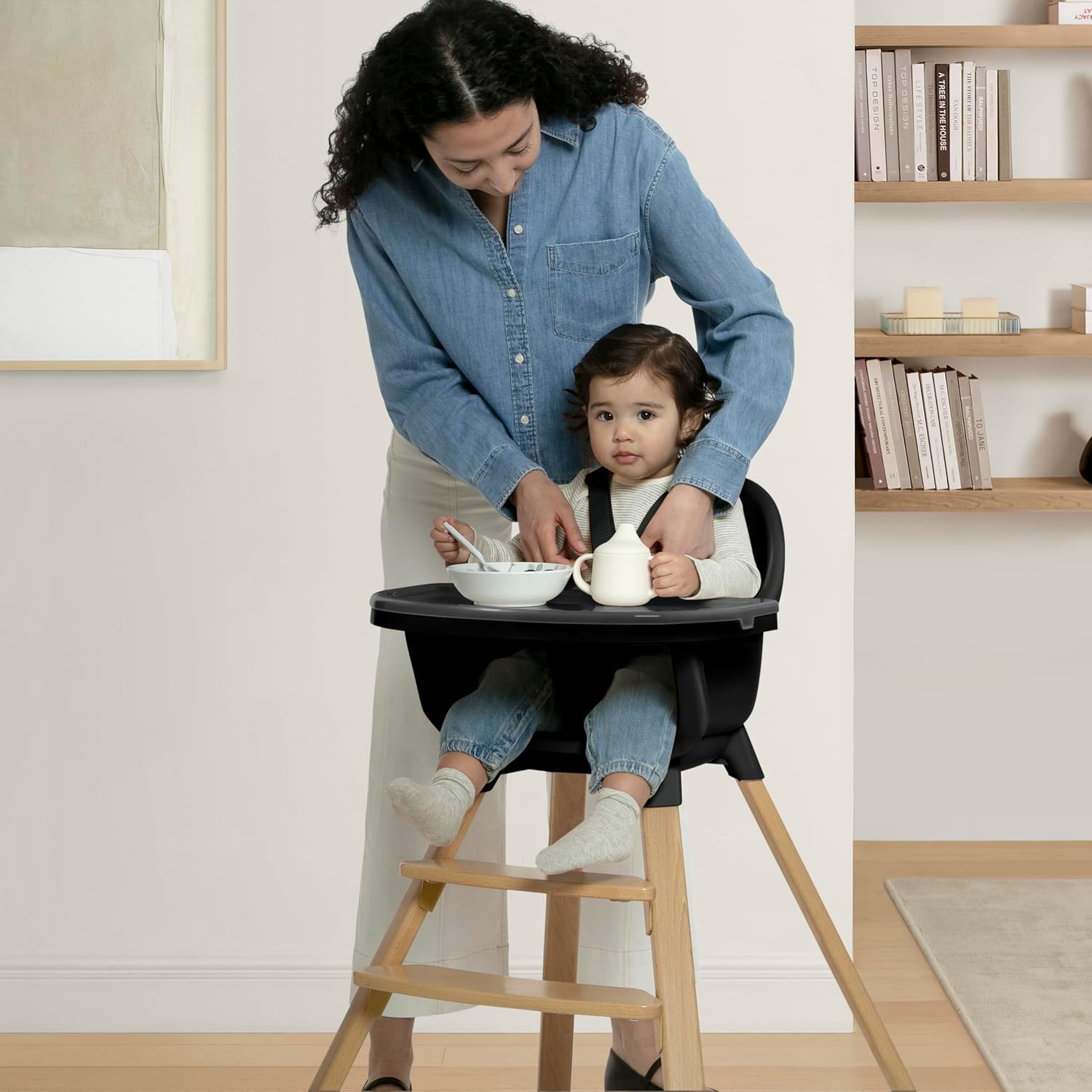 Delta Children - babyGap Otto 3-in-1 High Chair - High Chair Converts to Toddler Dinning Chair and Booster Seat - Dishwasher Safe Meal Tray - FSC-Certified Wood, Black