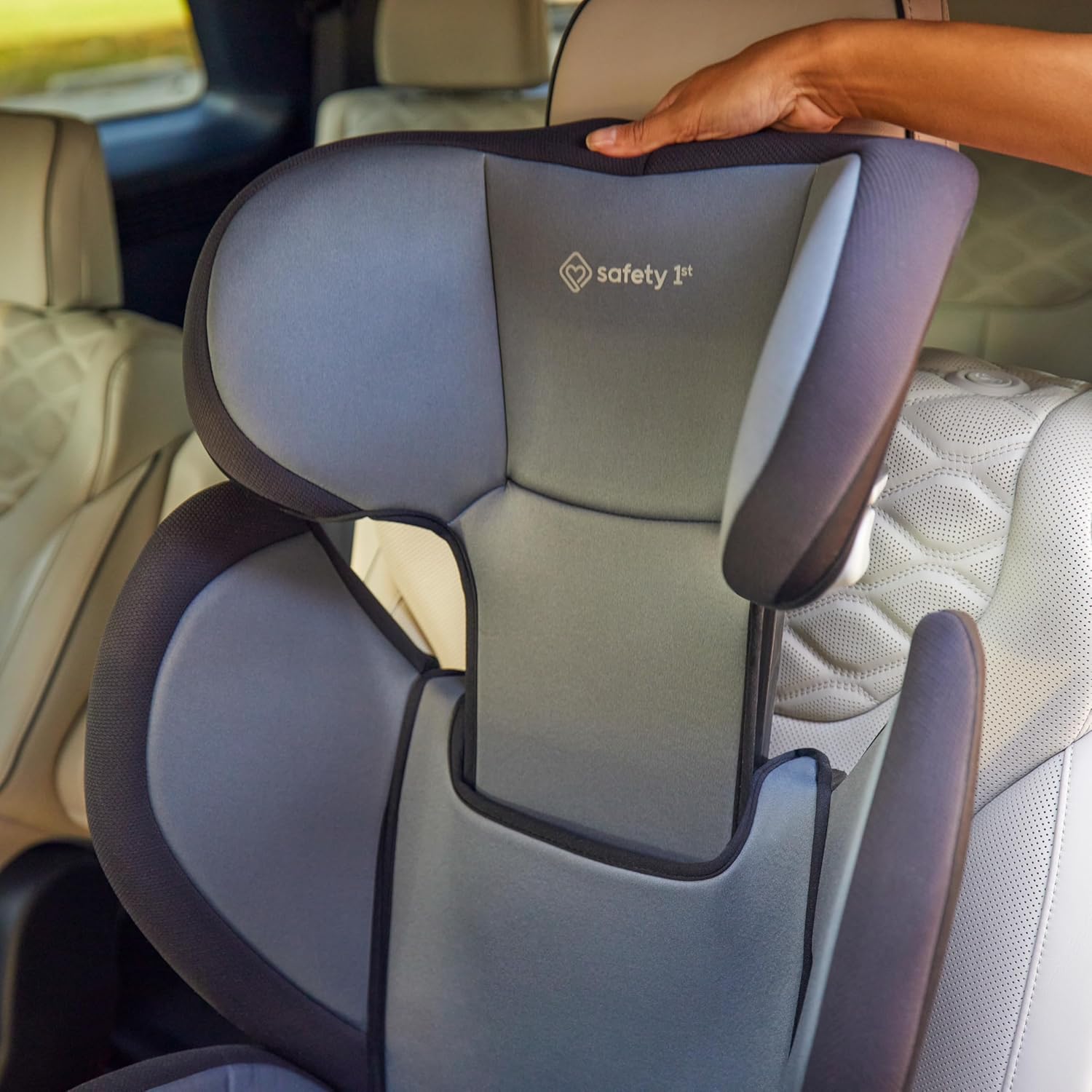 Safety 1st Grow and Go 2-in-1 Booster Car Seat with ComfortWings, Converts High-Back to Backless, 19' Wide, Fits 3 Across, Lightweight, Foldable, Easy-Clean, Cup Holders, 40-100 lbs, Sea Serpent