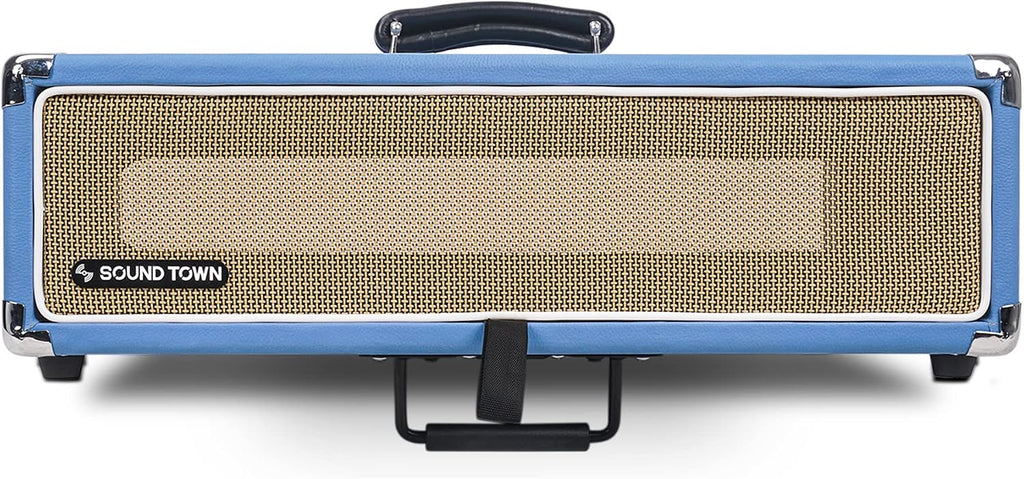 Sound Town Vintage 2U Amp Rack Case, 12.5' Depth with Rubber Feet, Dust Cover, Kickstand, Beau Blue (STVRC-2BL)
