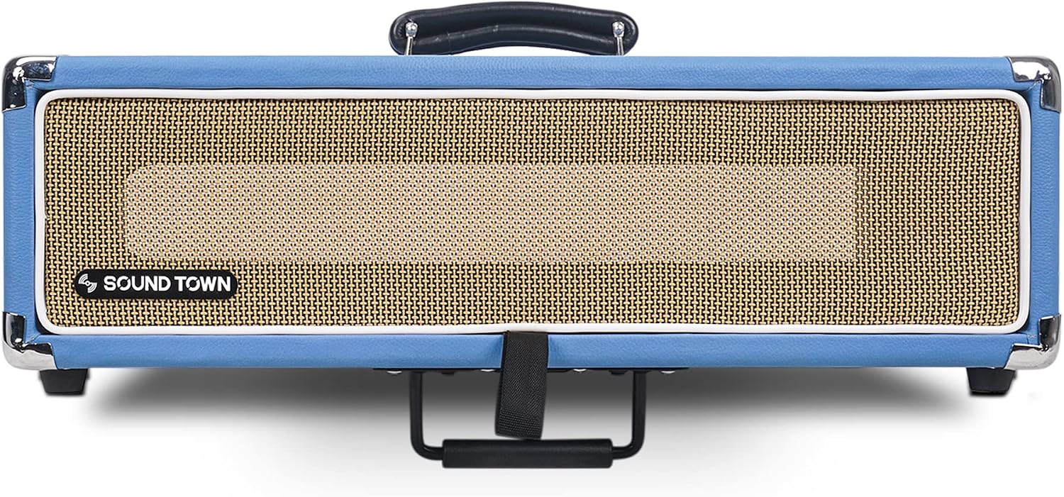 Sound Town Vintage 2U Amp Rack Case, 12.5' Depth with Rubber Feet, Dust Cover, Kickstand, Beau Blue (STVRC-2BL)