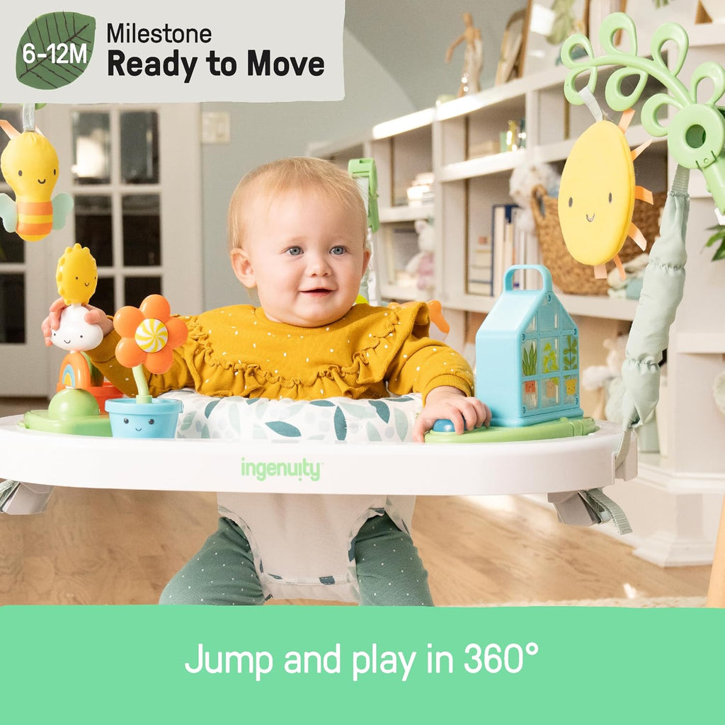 Ingenuity 3-in-1 Baby Jumper and Activity Center with Lights and Sounds – Converts to Toddler Play Table, 4 Adjustable Heights, Wood Legs, Ages 4 Months to 3 Years