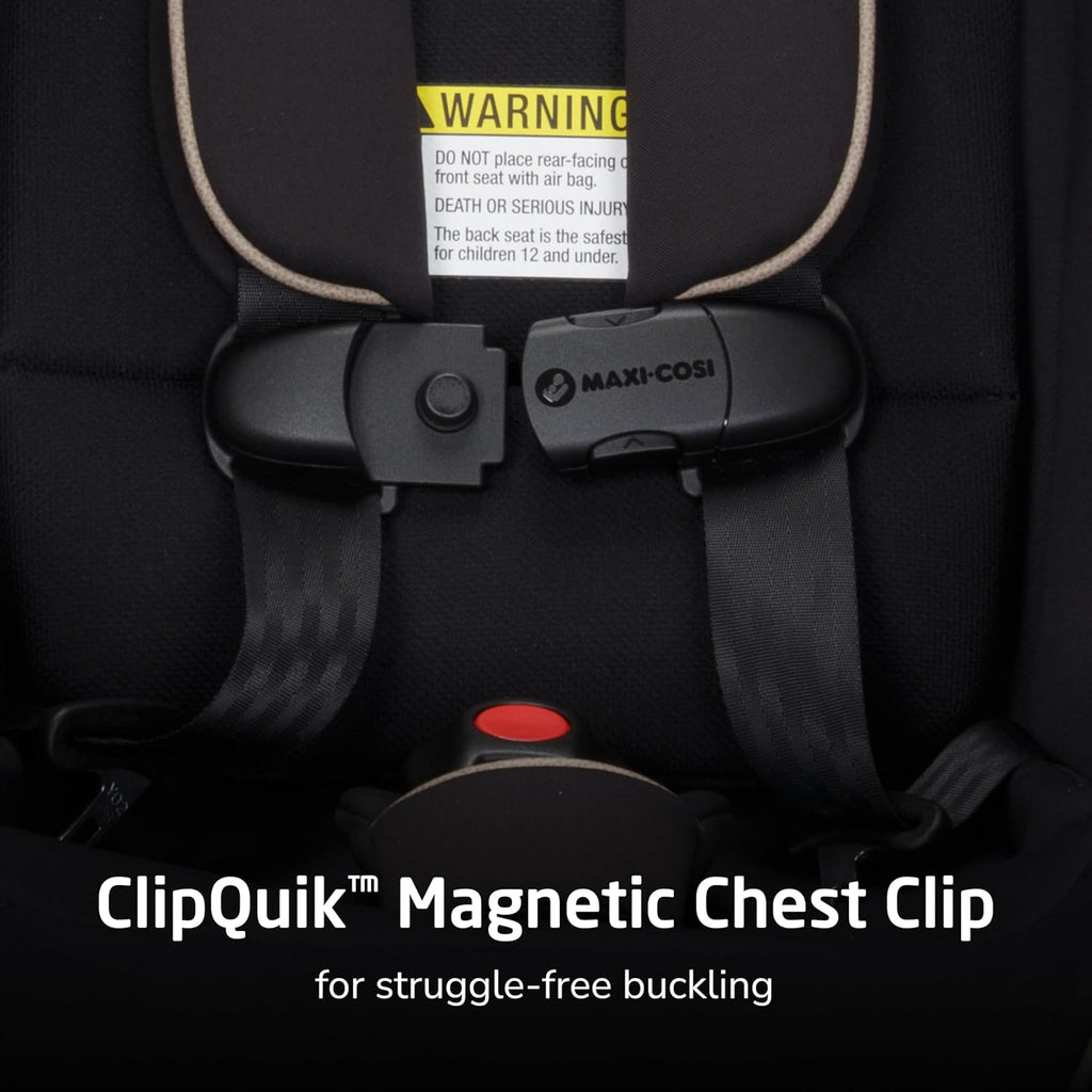 Maxi-Cosi Kani 4-in-1 Infant Kids Convertible Car Seat, Rear-Facing, Forward-Facing, Booster, Slim 3-Across Fit, Magnetic Buckle, 5-Position Recline, Fits 5-100 lbs, 19-57 in, Caspian Caviar
