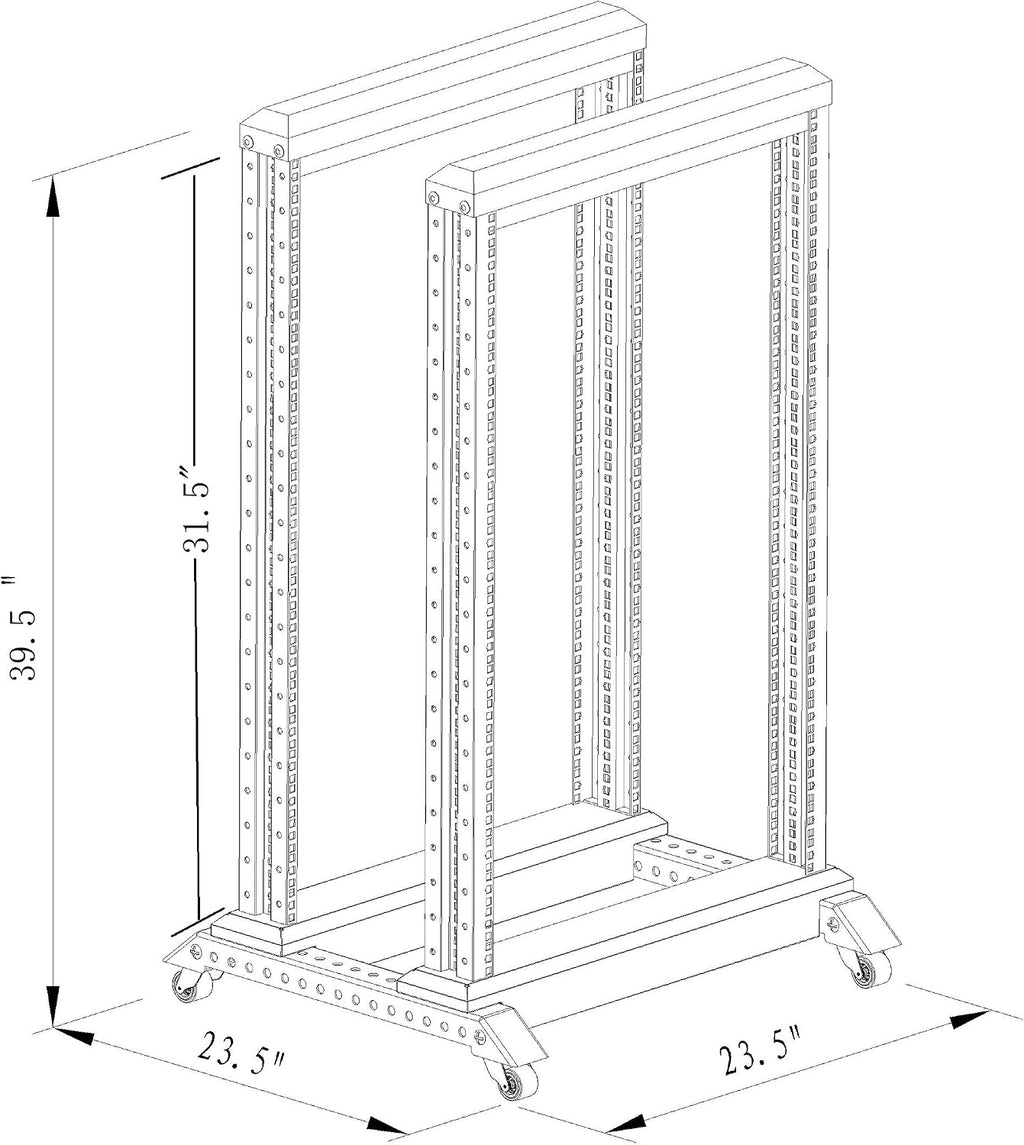 Server Rack Open Frame Rack 4 Post 19 inch Adjustable Server/Audio Rack Cold Rolled Steel(15U,17 Depth)