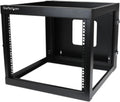 StarTech.com 4-Post 8U Hinged Wall-Mount Network Rack, 19' Open Frame Server Rack with 19.8in Mounting Depth, Wall Mount Swing Out Data Rack for IT / AV / Computer Equipment, TAA (RK819WALLOH)