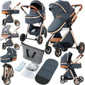 2 in 1 Baby Stroller, Convertible Pram, Reversible Standard Stroller, Portable Baby Buggy, Infant Carriage, Foldable High Landscape Pushchair for Toddler Newborn (225 Blue)