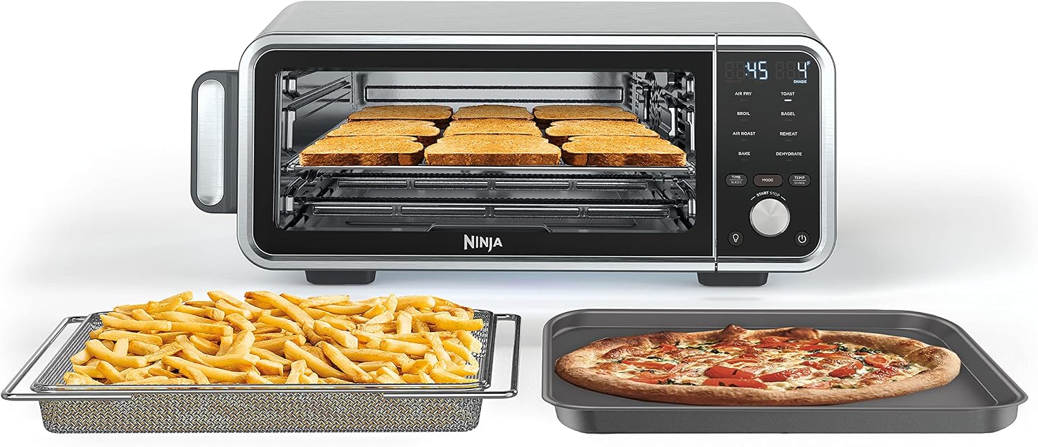 Ninja SP201 Digital Air Fry Pro Countertop 8-in-1 Oven with Extended Height, XL Capacity, Flip Up & Away Capability for Storage Space, with Air Fry Basket, Wire Rack & Crumb Tray, Silver