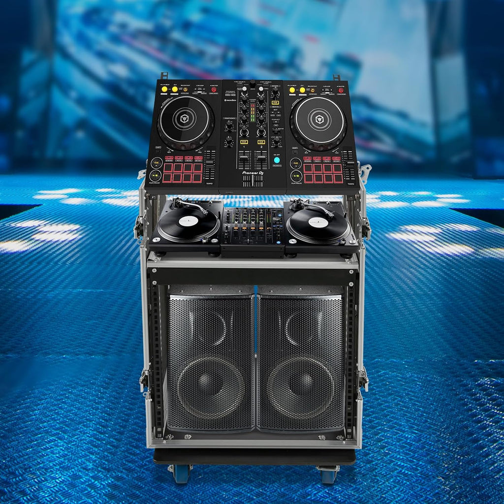 10U PA DJ Rack, Heavy Duty Mobile Audio Equipment Cabinet with 4 Locking Casters, 661 lbs Capacity Audio Rack Case for Studio, Live Sound (10U)