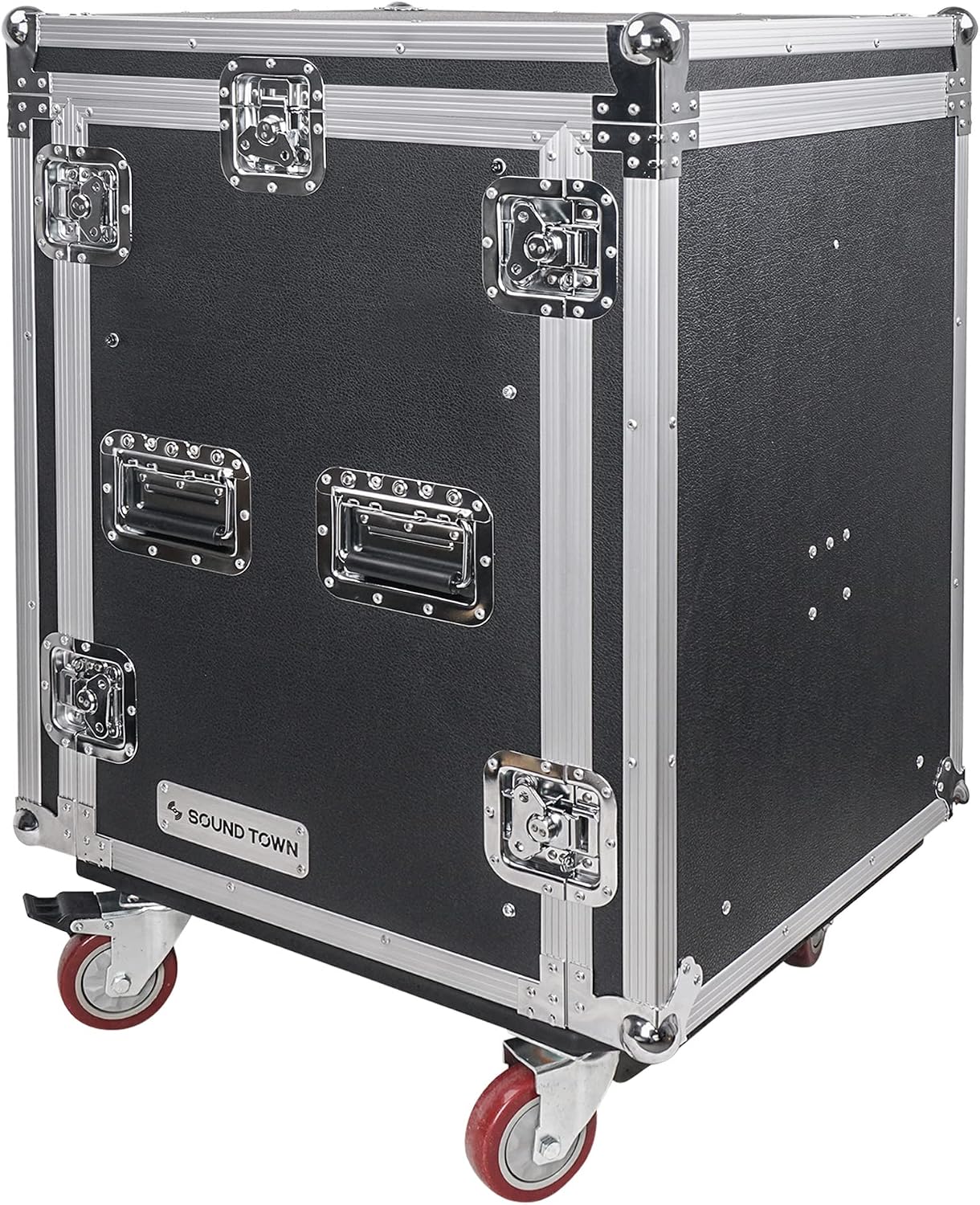 Sound Town Heavy-Duty 1/2' (12mm) 14U PA DJ Rack/Road Case with 11U Slant Mixer Top, 20'' Rackable Depth and Casters, 14-Space ATA Case, Pro Tour Grade (STMR-14UW)