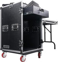 Sound Town Heavy-Duty 1/2' (12mm) Plywood 16U PA DJ Pro Audio Rack/Road ATA Case with 11U Slant Mixer Top, Locking Drawer, Side Table, 20'' Rackable Depth and Casters (STMR-16TD3)