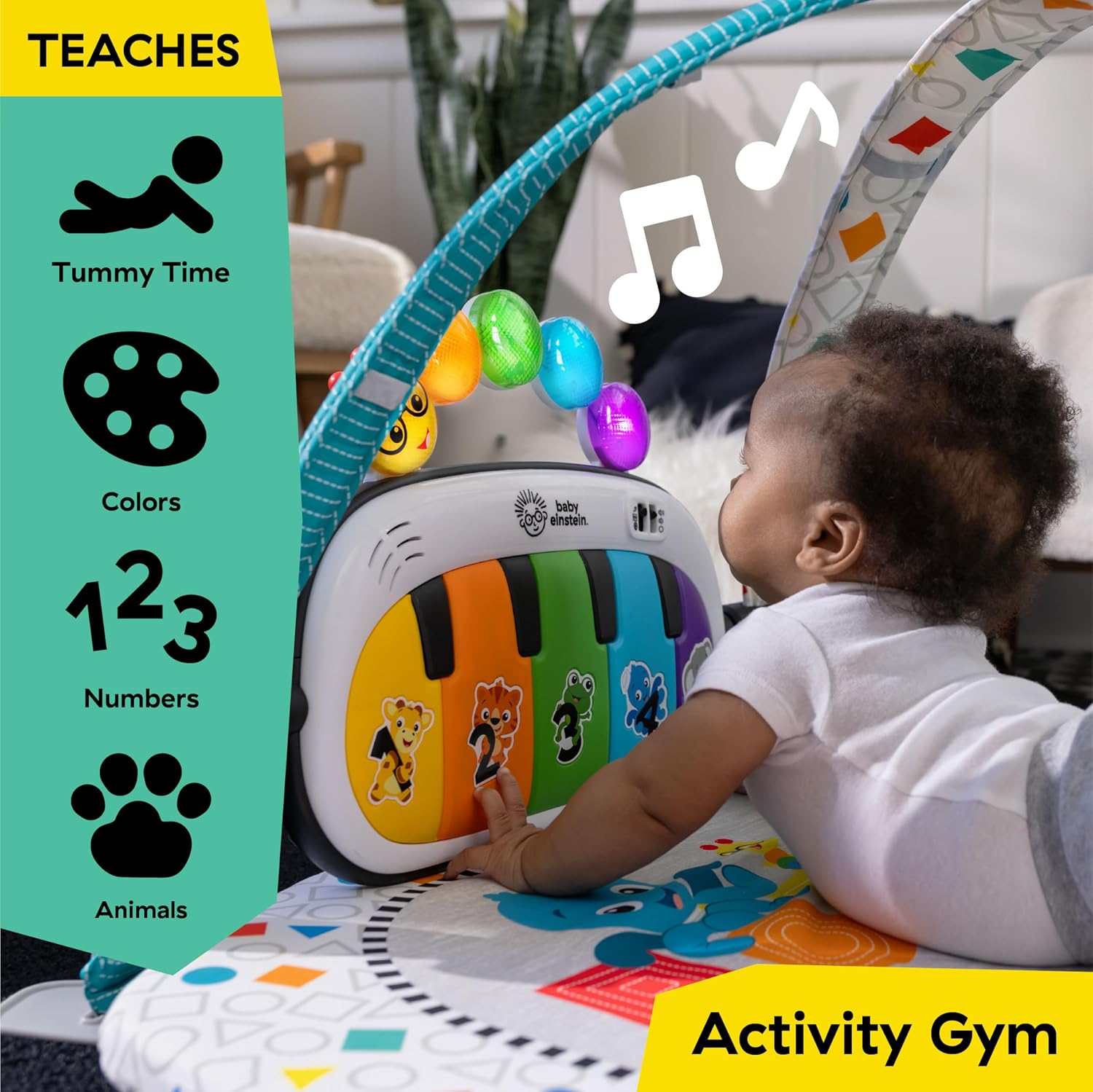Baby Einstein Kick & Snooze 3-in-1 Foldable Playard, Bassinet and Musical Play Gym, Includes Fitted Sheet, 3-Step Easy Fold, Piano Toy with 25+ Minutes of Music, Grows with Baby, Ages 0 Months and Up