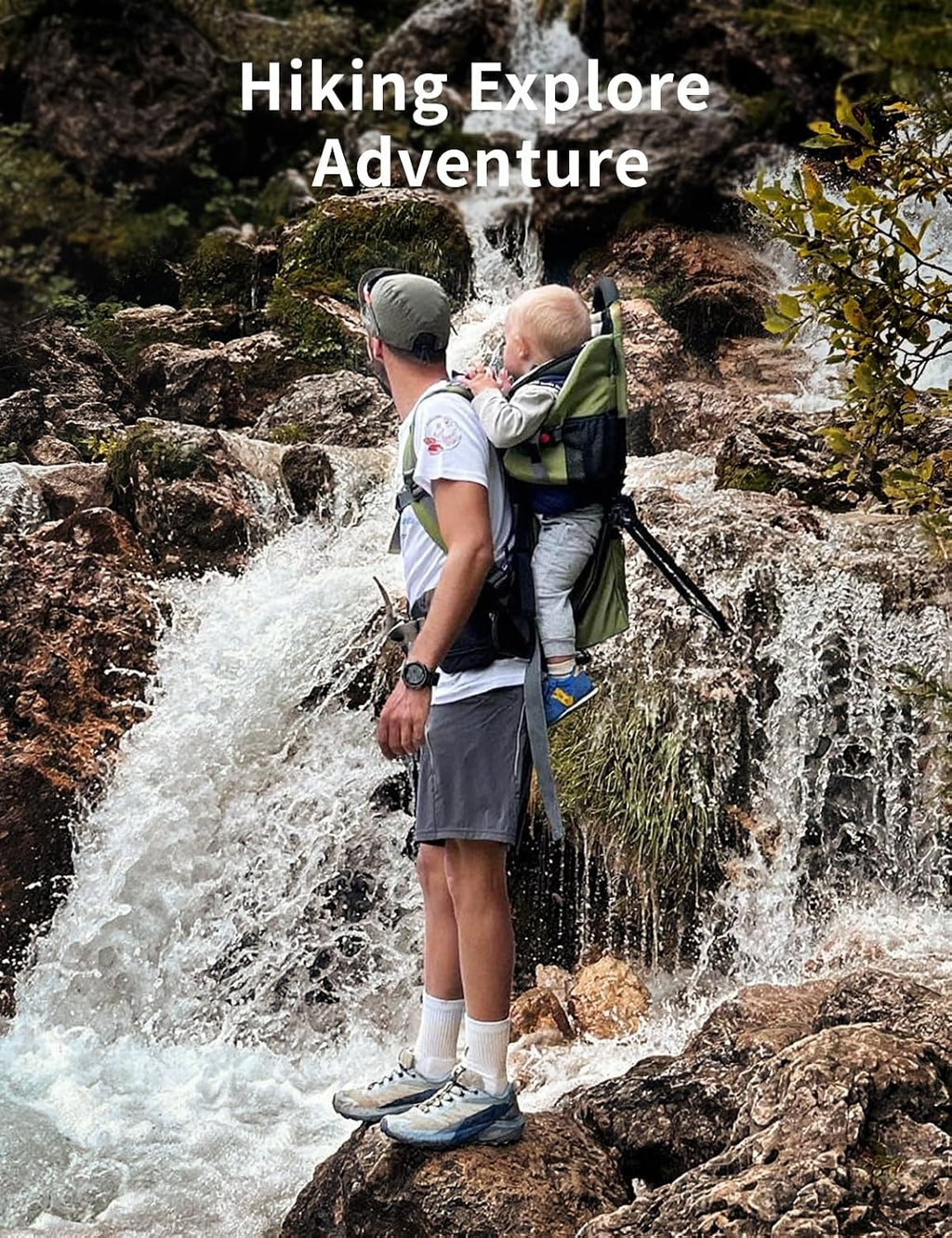 besrey Baby Backpack Carrier, Toddler Hiking Backpack with Safety 3-Height Seat, Adjustable Straps&Waist Belt, Foldable Frame Lightweight Large Capacity Child Carrier for Hiking (Army Green)