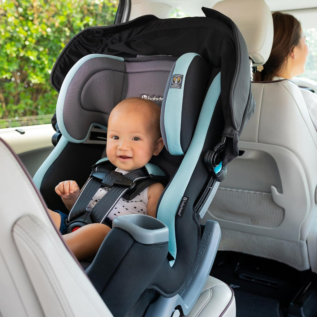 Baby Trend Cover Me™ 4-in-1 Convertible Car Seat, Scooter – Built-in Canopy, 4-Stage Growth System, Plush Comfort Padding, Multi-Position Recline
