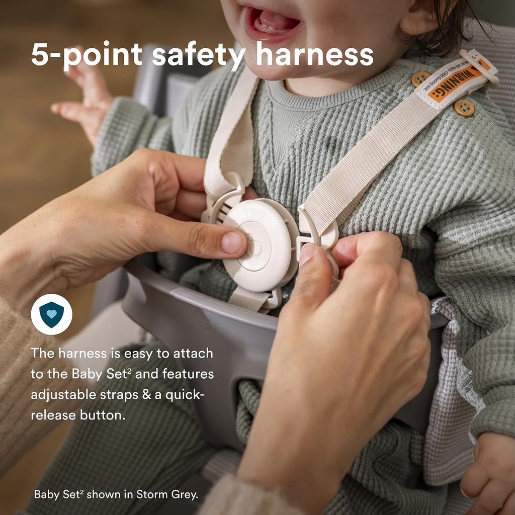 Stokke Tripp Trapp High Chair 2 (Terracotta), Cushion 2 (Terracotta) + Stokke Tray (White) - Includes Chair + Baby Set 2 with Removable Harness for Children 6-36 Months
