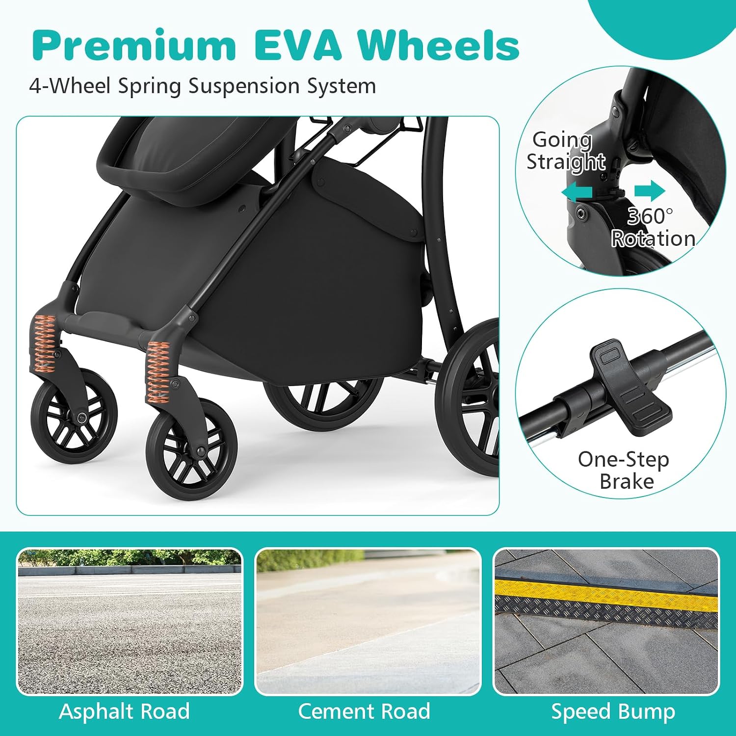 BABY JOY 2 in 1 Baby Stroller, High Landscape Convertible Bassinet Stroller with Reversible Seat, Adjustable Backrest & Canopy, Foldable Pushchair Pram Stroller for Newborn Toddler 0-36 Months (Gray)