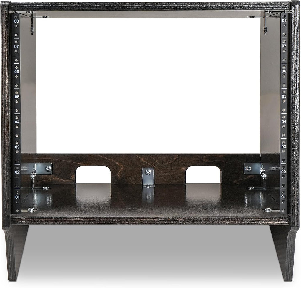 Sound Town DIY 8U Angled Desktop Turret Studio Rack for Home Studio and Recording Room, Baltic Birch Plywood, Black Espresso (SDRK-8SLD)