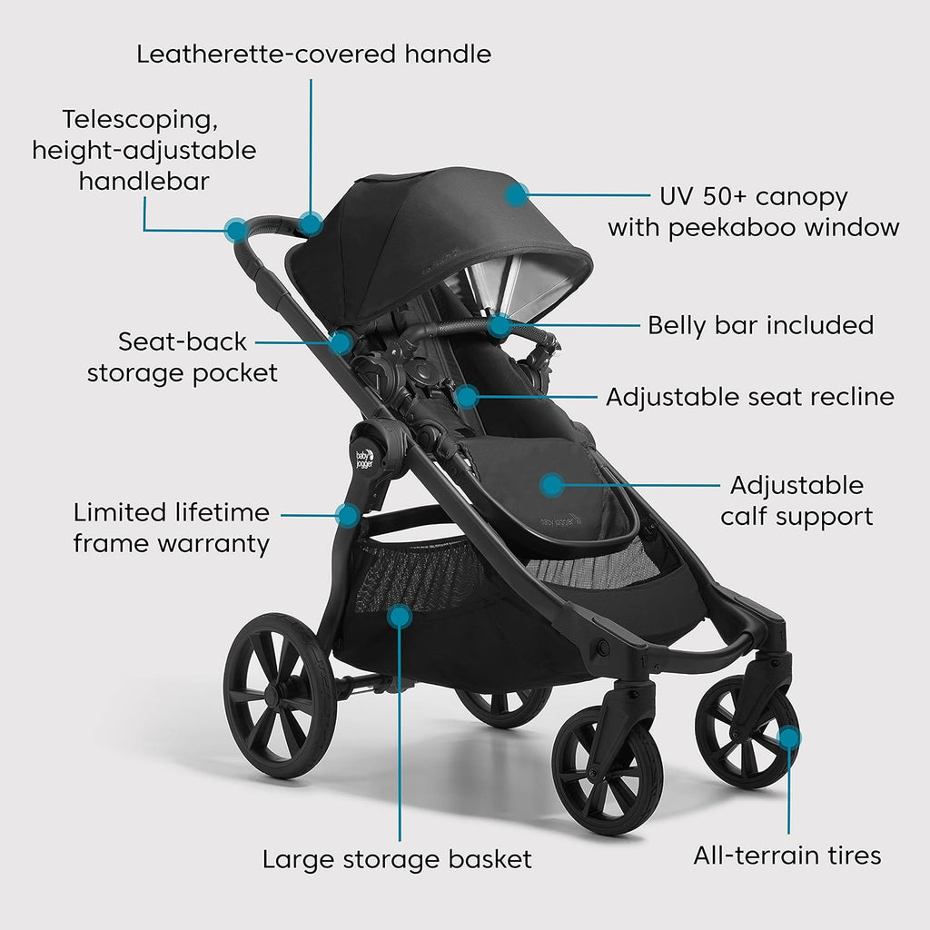 Baby Jogger City Select 2 Single-to-Double Modular Stroller Eco Collection Lunar Black