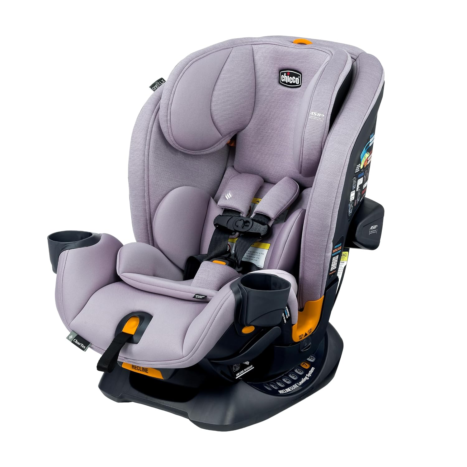 Chicco OneFit LX ClearTex All-in-One Car Seat with LeverLock Installation, Slim Design, Convertible Car Seat, Seat for Infants and Children 5-100 lbs, Lupine/Purple