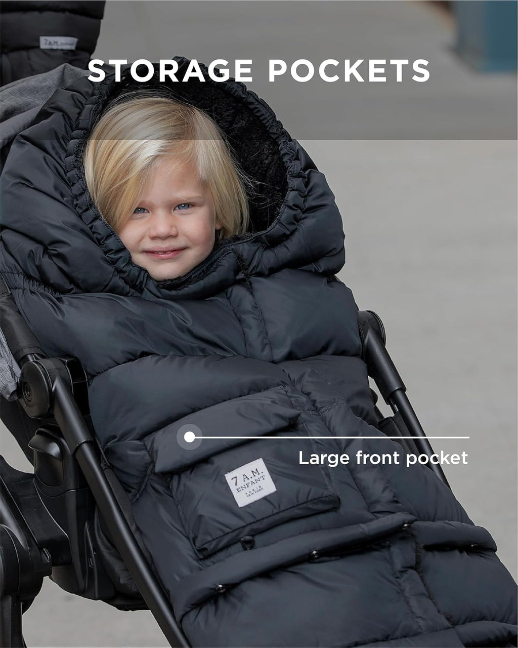 7AM Enfant Stroller Blanket 212 - Adjustable Baby Car Seat Zipped Blanket for Babies Winter, Unisex Multi Purpose Fleece Lined Warm Hooded Toddler Footmuff Water Repellent | (6M - 4T)