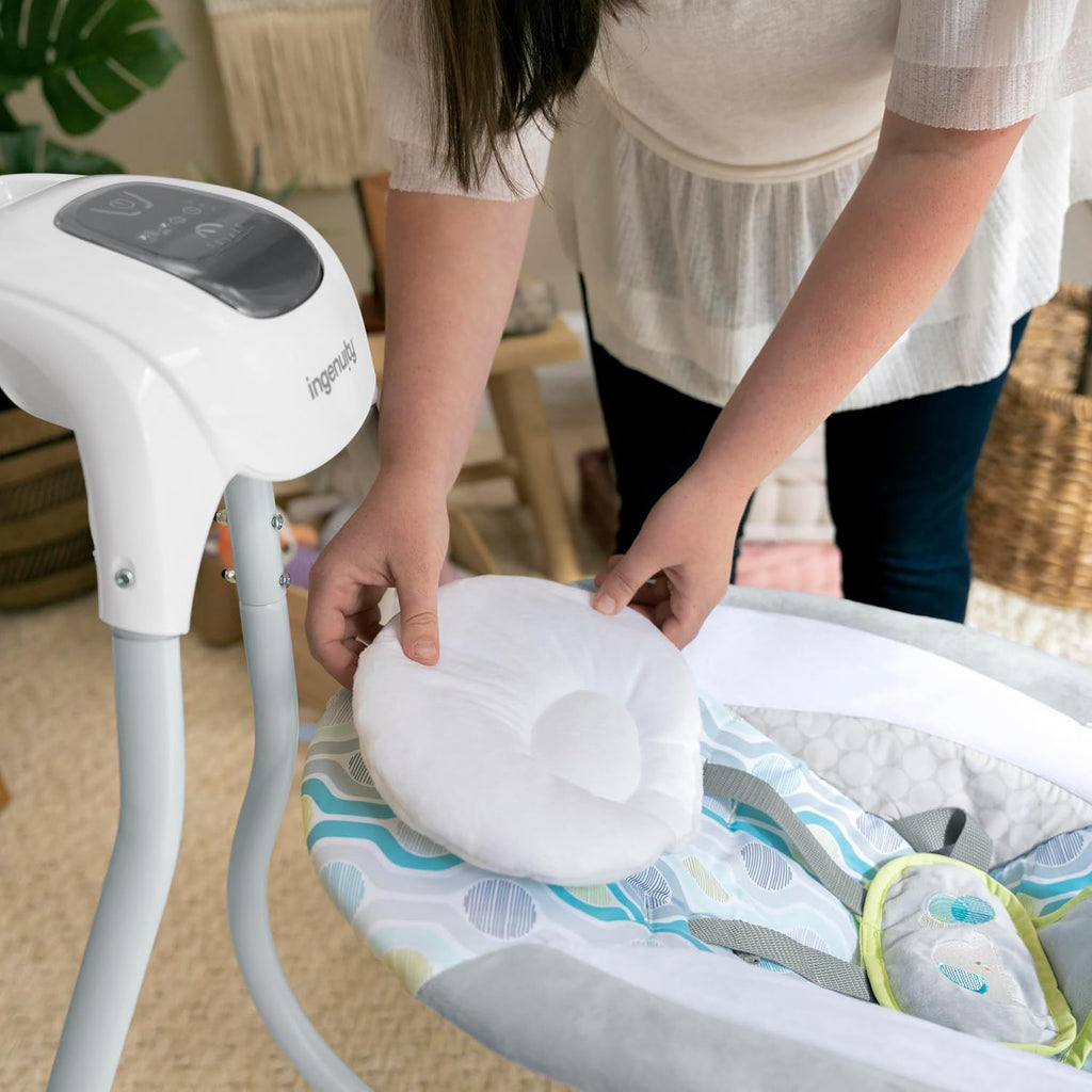 Ingenuity SimpleComfort Lightweight Compact 6-Speed Multi-Direction Baby Swing, Vibrations & Nature Sounds, 0-9 Months 6-20 lbs (Everston)