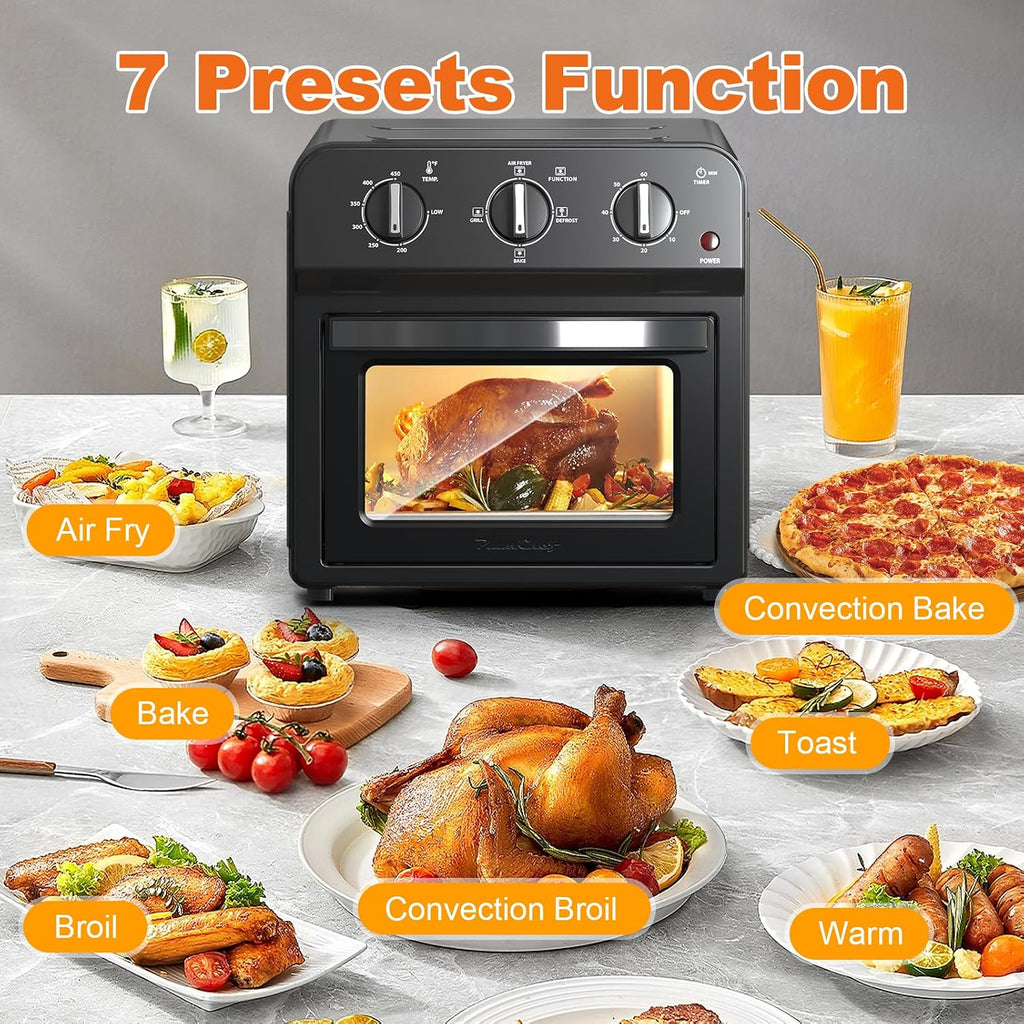 Family Size Air Fryer Toaster Oven Combo,13QT,360° Hot Air Circulation for Healthy Oil-Free Cooking, Multifunctional Convection Contertop Oven, Adjustable Time & Temp Control