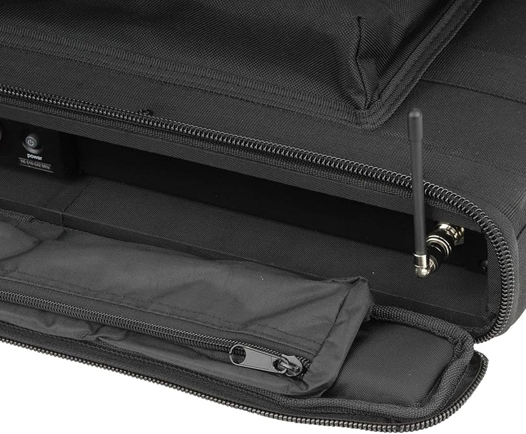 SKB Cases 1U Soft Rack Case for Wireless Microphone Systems with Steel Rails, Heavy Duty Zippers, Outer Pocket and Shoulder Straps, Black