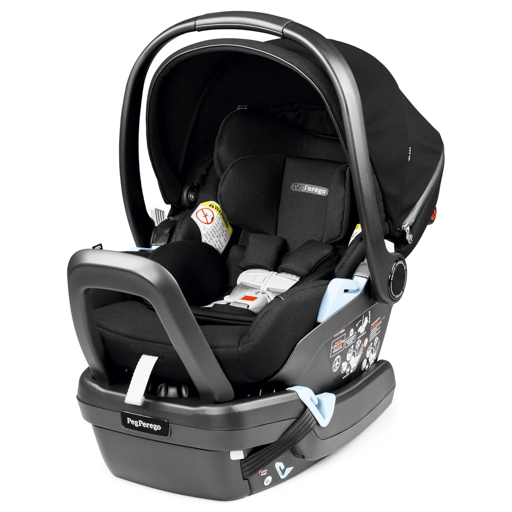 Peg Perego Primo Viaggio 4-35 Lounge - Reclining Rear Facing Infant Car Seat - Includes Base with Load Leg & Anti-Rebound Bar - for Babies 4 to 35 lbs - Made in Italy - True Black (Black)