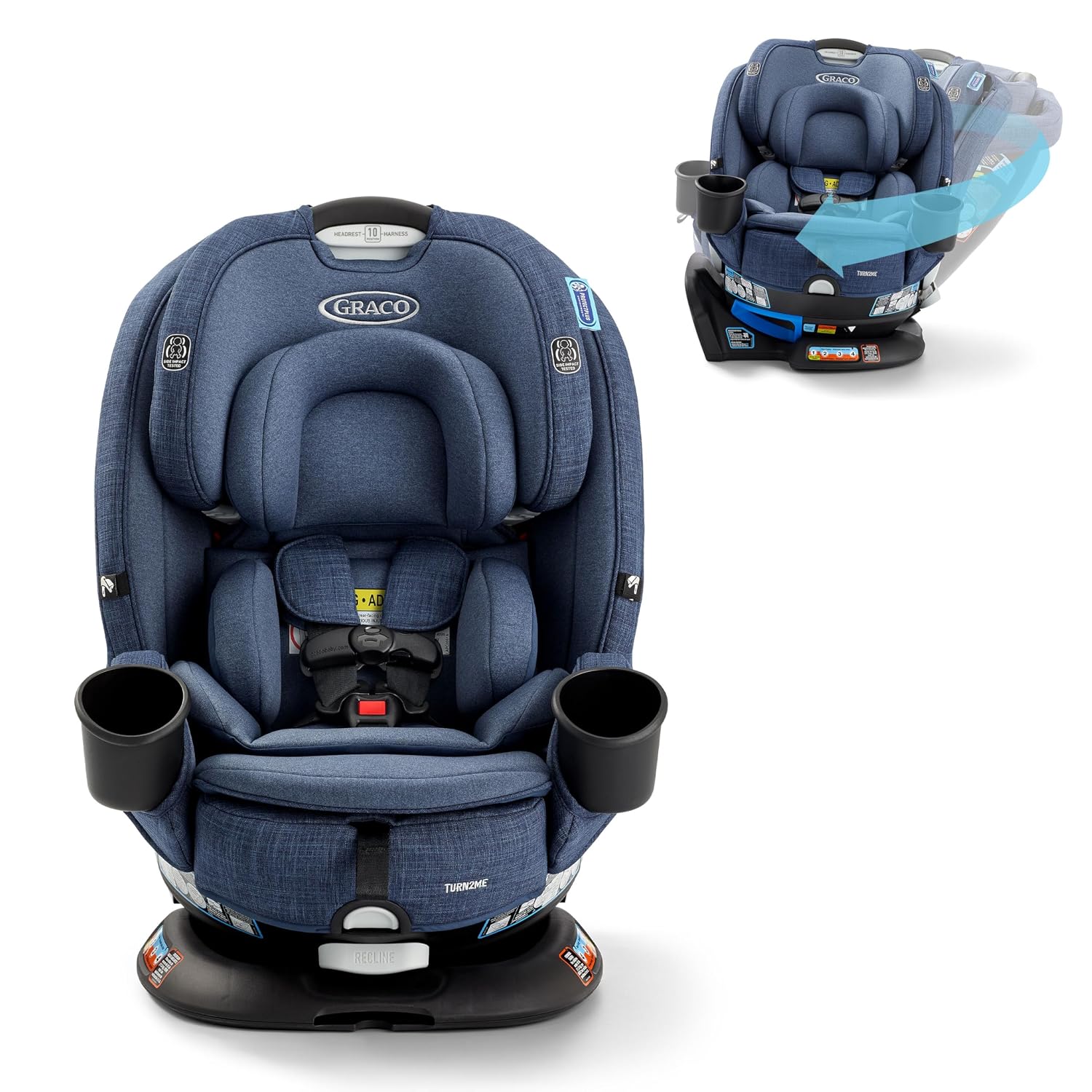 Graco® Turn2Me 3-in-1 Rotating Convertible Car Seat Rear to Forward Facing & Highback Booster Easy Installation Brighton