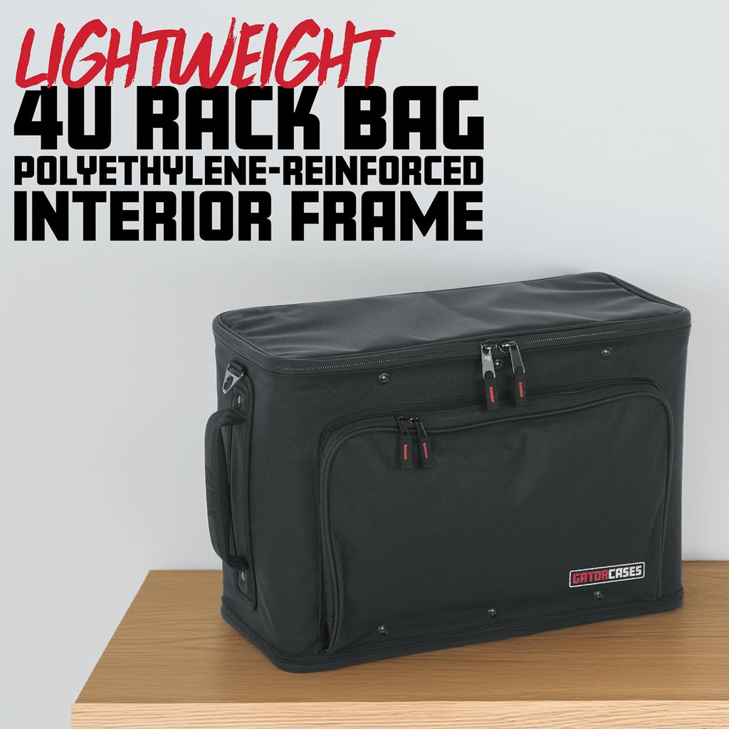 Gator Cases Lightweight Rack Bag with Removable Shoulder Strap, 4U Rack - 12.5' Rackable Depth (GR-RACKBAG-4U)