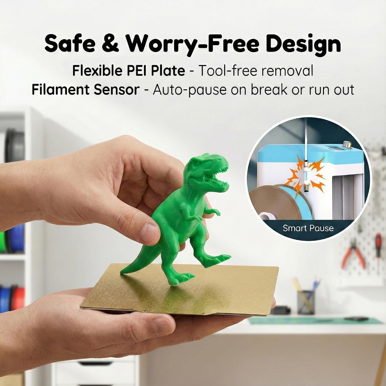 M1S Mini 3D Printer for Kids & Beginners, Perfect STEM Gift Wi-Fi App Control, Smart Auto Leveling, Precise & High Speed Printing, Direct Drive Extruder, Compatible with PLA/TPU Filament