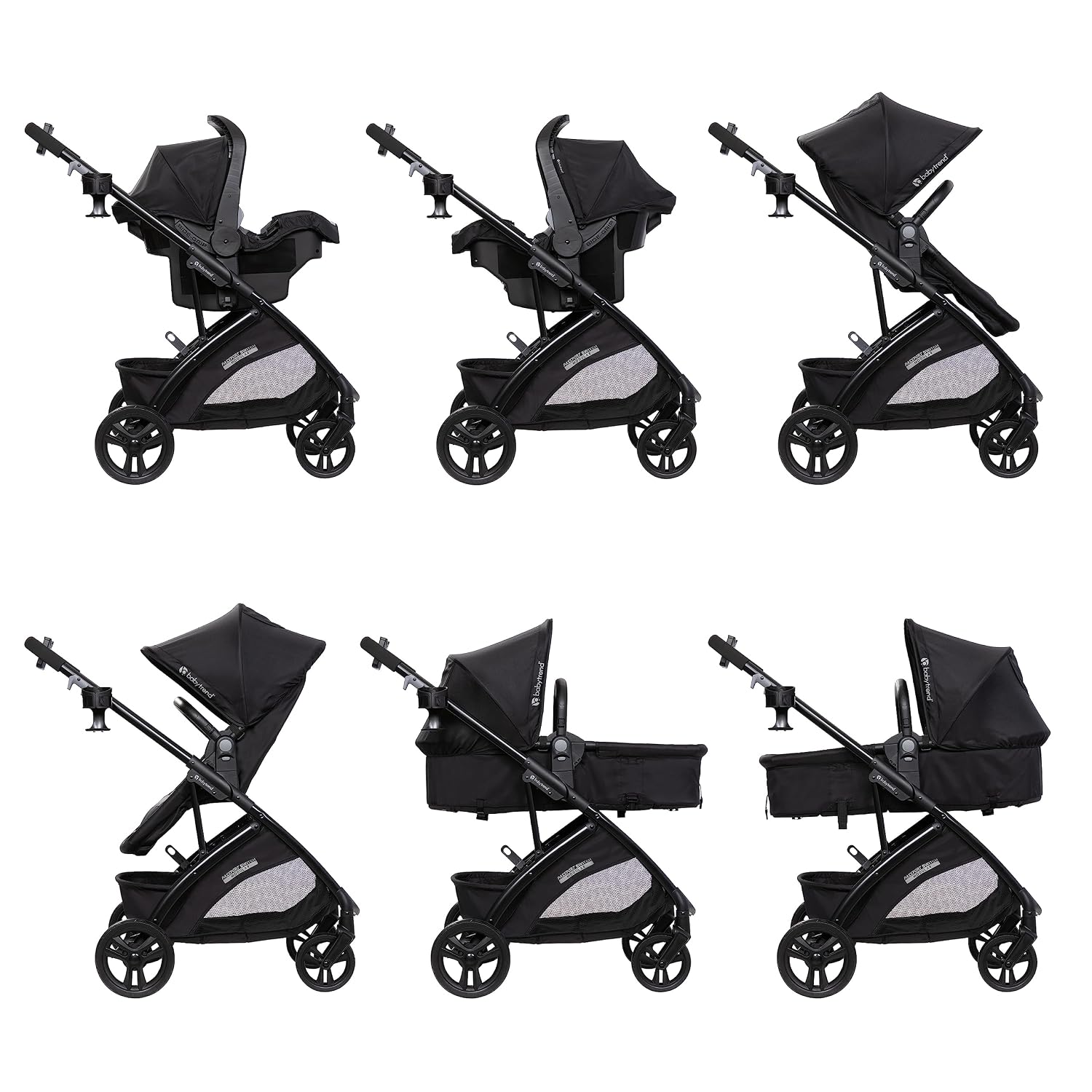Baby Trend Passport® Switch 6-in-1 Modular Stroller Travel System with EZ-Lift™ Plus Infant Car Seat, Dash Black