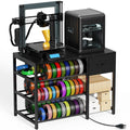 Frebomboo 3D Printer Filament Storage Rack, Black Versatile 3D Printer Stand Shelf with Drawer, Mobile 3-Tier Metal Filament Spool Holder, Perfect 3D Printer Cart Desk for Office Workshop Studio