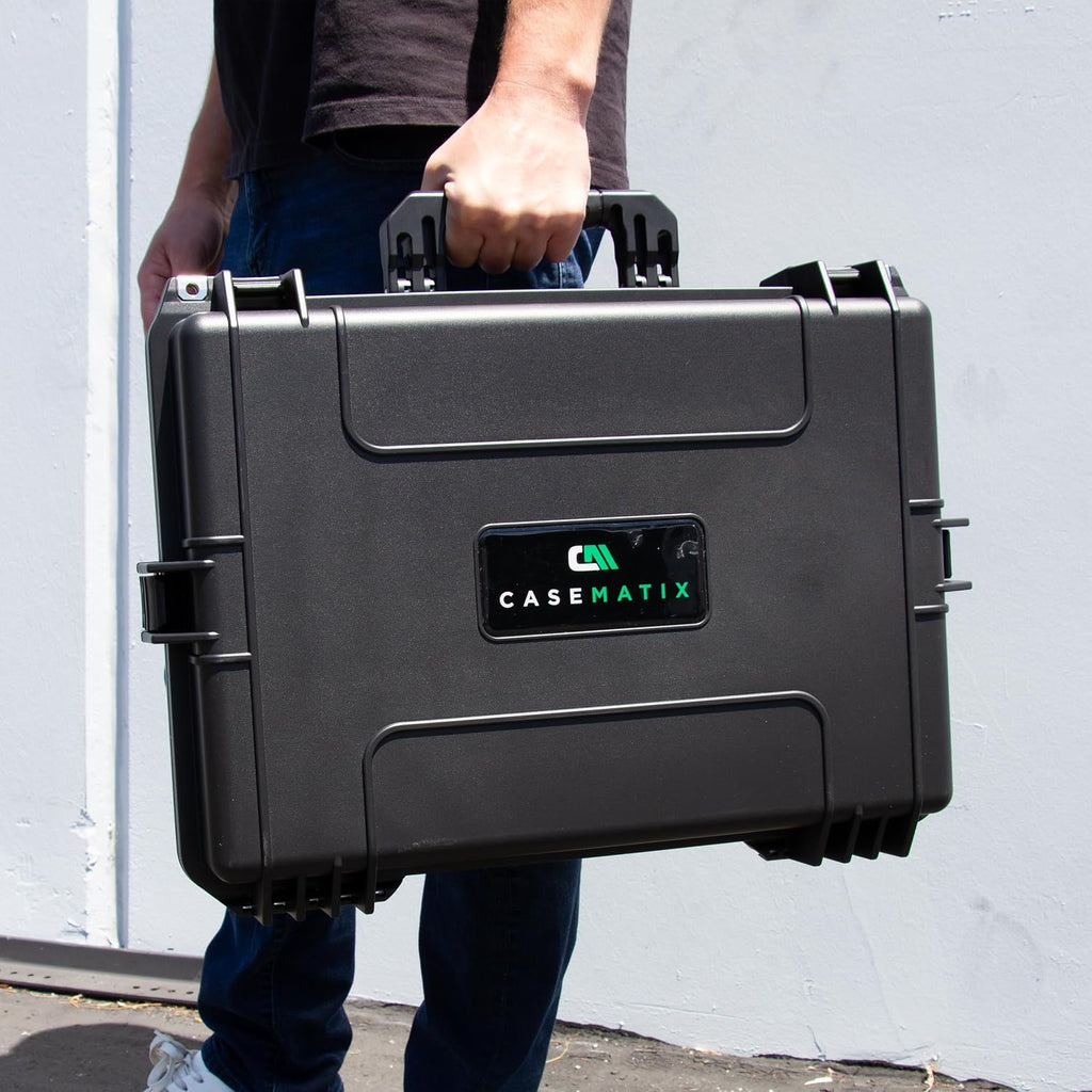 CASEMATIX Mixer Carry Case Compatible with Yamaha MG12XU 12 Channel Mixing Console and More - IPX7 Waterproof Hard Shell Sound Board Carrier with Foam Fits Mixers up to 17' x 12.1' x 5' and Cables