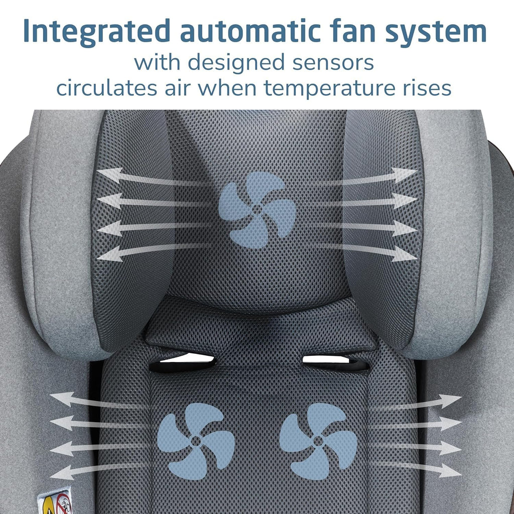 Maxi-Cosi Pria Chill All-in-One Convertible Car Seat, VentMax Fan Technology, QuikFit Harness, ReclineFit, Dishwasher-Safe Cup Holders, Newborn to 10 Years