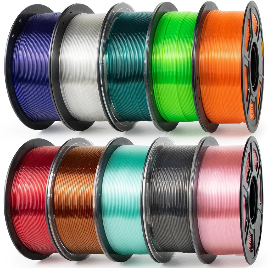 IEMAI Clear PETG Filament 1.75mm Bundle 10kg, Crystal Transparent 3D Printer Filament 1kg Spool 10 Rolls, Clear+Gray+Red+Orange+Blue+Fluorescent Green+Amber+Pink+Cyan+Ocean Blue