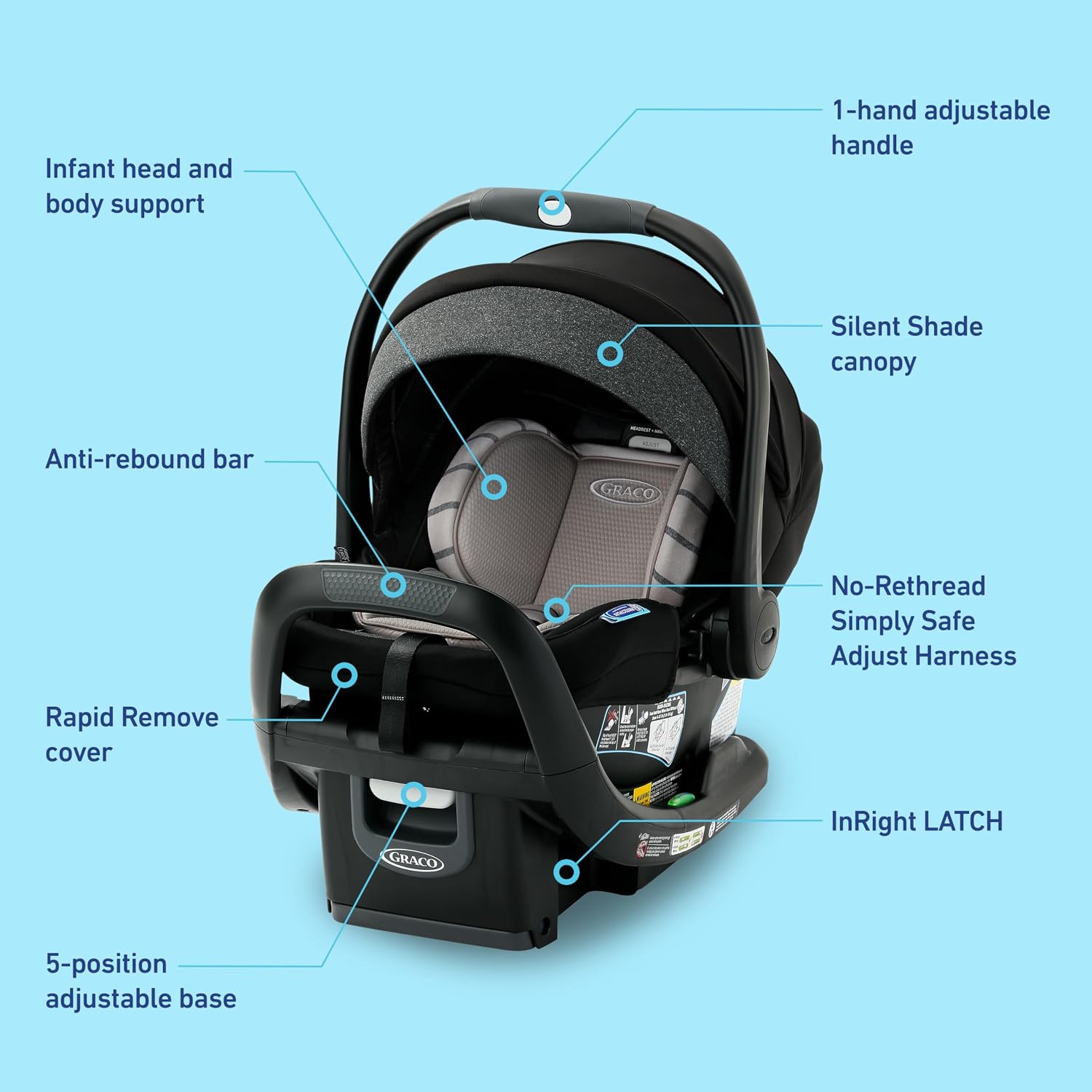 Graco® SnugRide SnugFit DLX Infant Car Seat, Baby Car Seat with Anti Rebound Bar for Extra Safety, SnugLock Easy Install Carseat, Baby Registry Must Have, Gift for New Parents, Maison