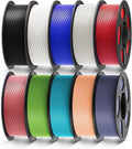 ANYCUBIC PLA Filament 1.75mm Bundle, 3D Printer Filament 1.75mm Dimensional, Black, White, Clear, Red, Blue, Pink, Tropical Turquoise, Peach Pink, Interstellar Violet, Spring Leaf, 10KG in Total