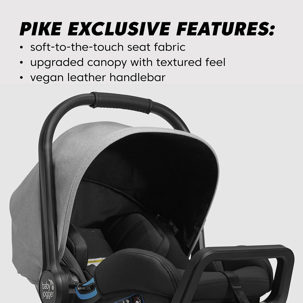 Baby Jogger® City Go 2 Infant Car Seat, Baby Travel Car Seat, Included RapidLock Carseat Base, Pike Exclusive Includes Leatherette Handlebar and Premium Fabrics, Amazon Exclusive Pike Fashion