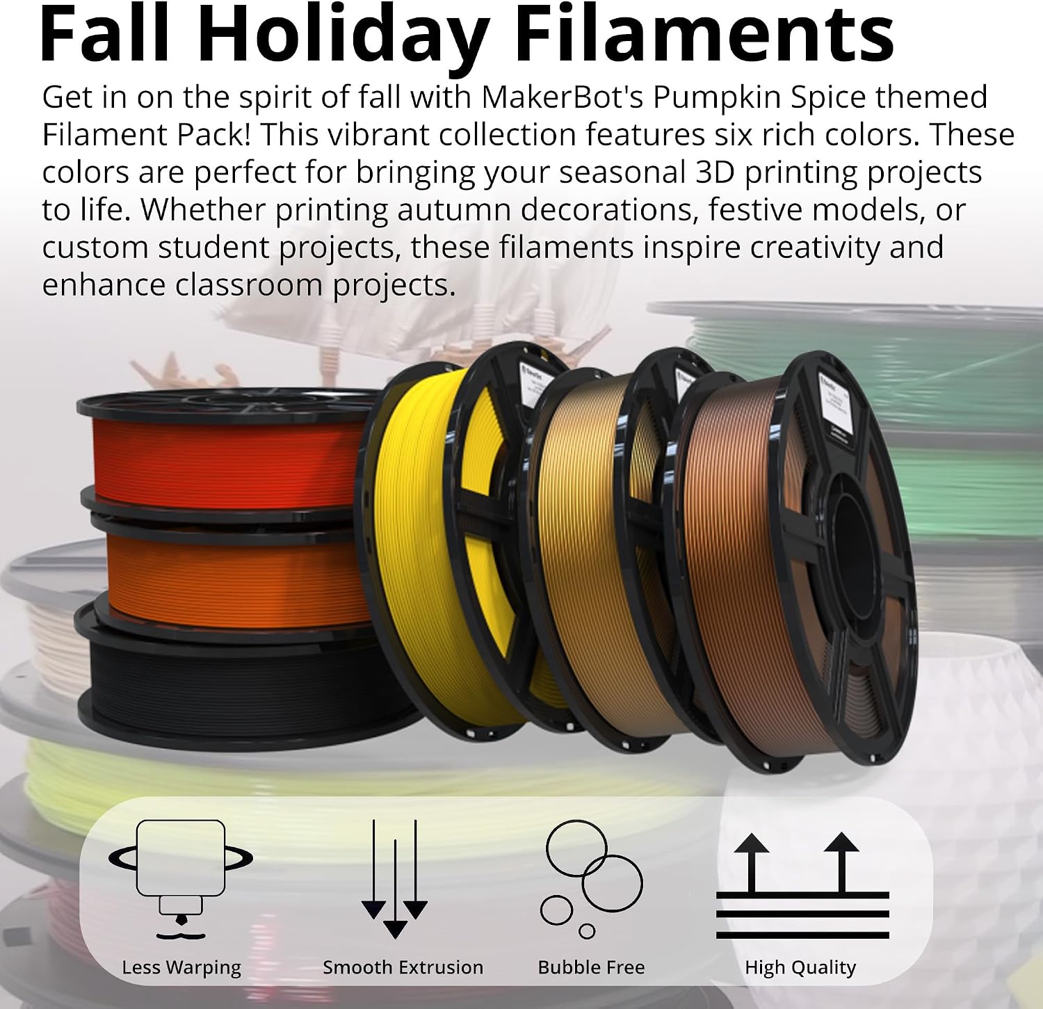 MakerBot Sketch Fall Holiday Pumpkin Spice Themed Filament Pack for Season-Themed Projects (6-Pack)