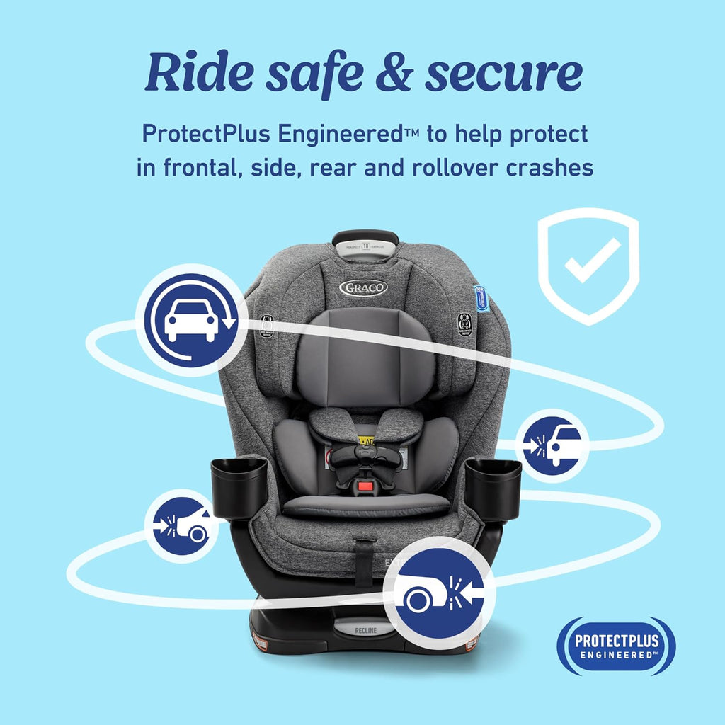 Graco Extend2Fit 3-in-1 Convertible Car Seat, 3 Modes – Rear Facing, Forward Facing Baby Car Seat and Highback Booster Seat, Adjustable Extension Panel for Extra Legroom, Ashten